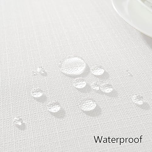 Miniatura 5 de SASTYBALE Mantel rectangular de lino sintético, mantel texturizado impermeable y resistente a las arrugas, mantel de tela suave para comedor,