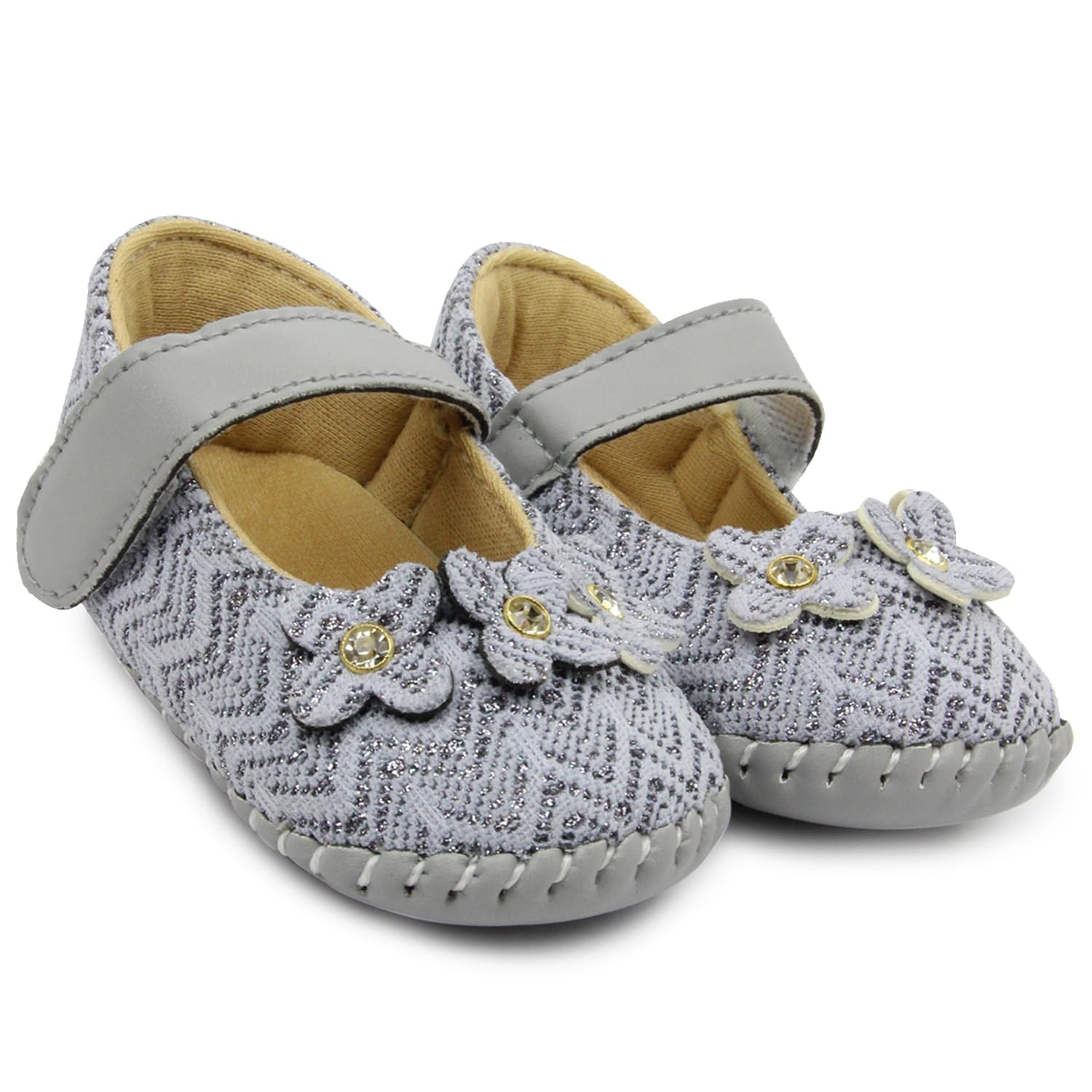 Neska Moda 6 To 12 Months Baby Girls Synthetic Leather Floral Hook & Loop Sandal Booties (Grey)-BT1896 (B0C94L71PR) Amazon Price History, Amazon Price Tracker