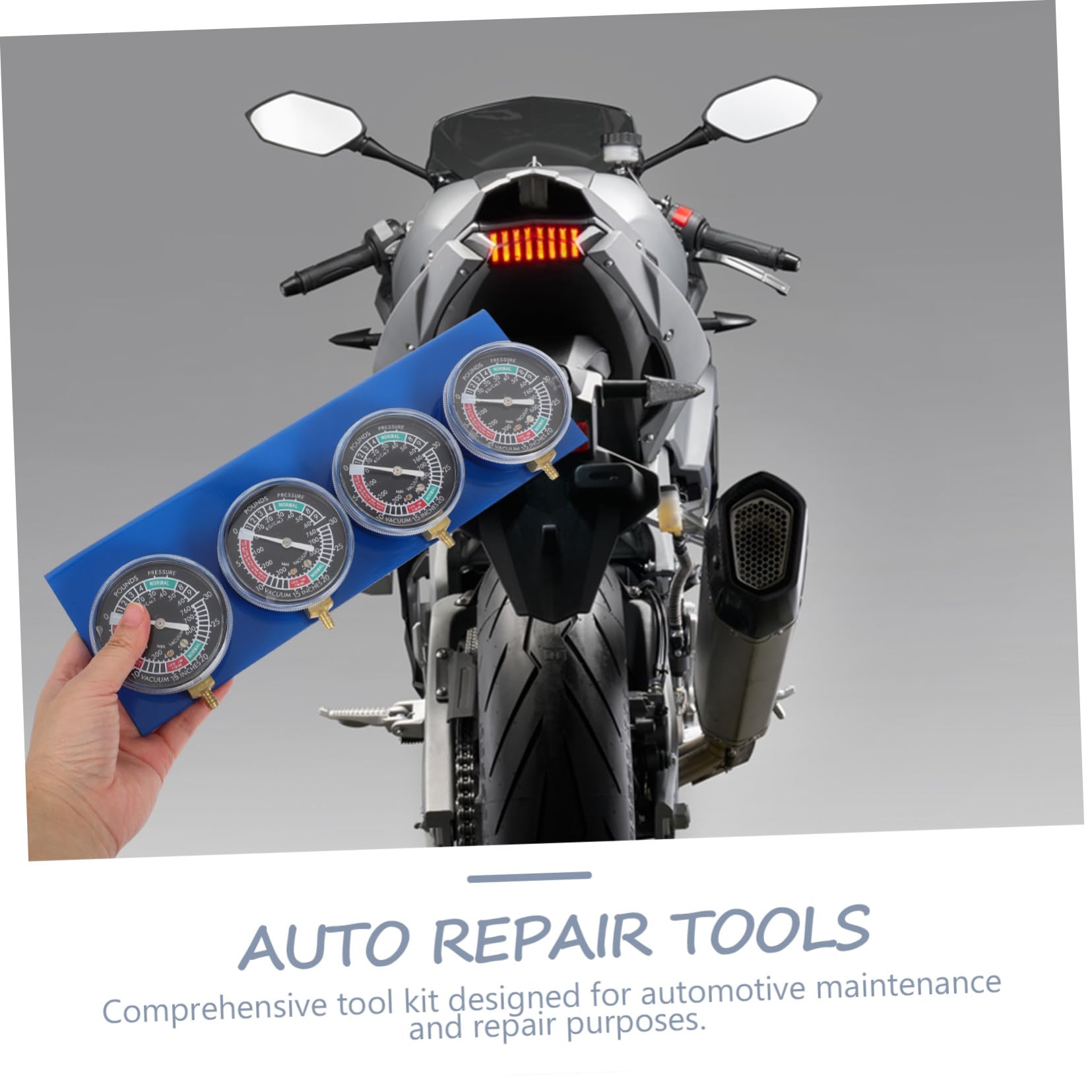 UKCOCO Kit de Vacuómetro para Motocicletas de Cilindros con Varillas Extensibles y Manguera Herramienta de Sincronización y Ajuste del Motor