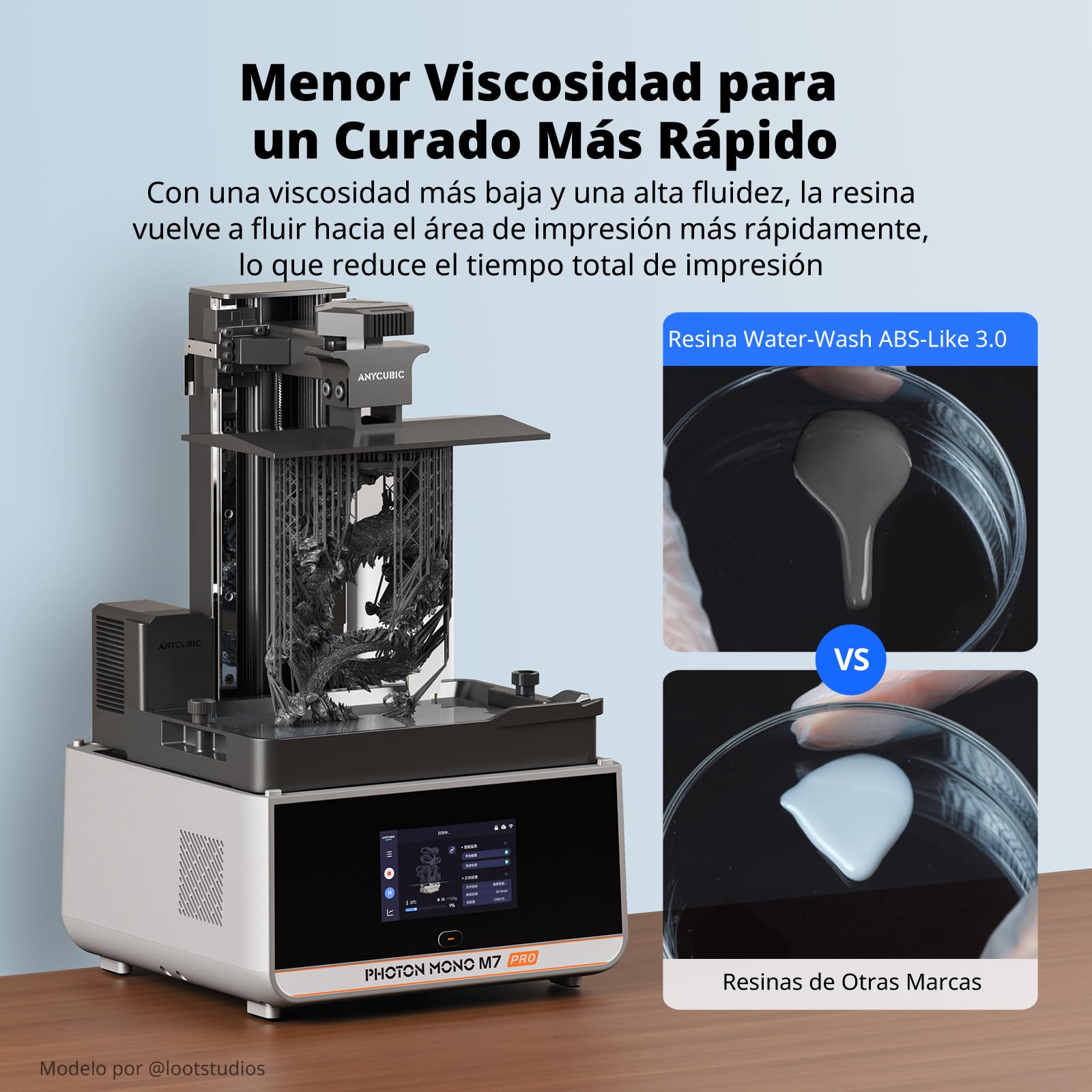 ANYCUBIC Water-Wash ABS-Like Resin 3.0, Resina para Impresoras 3D, Negro 2KG