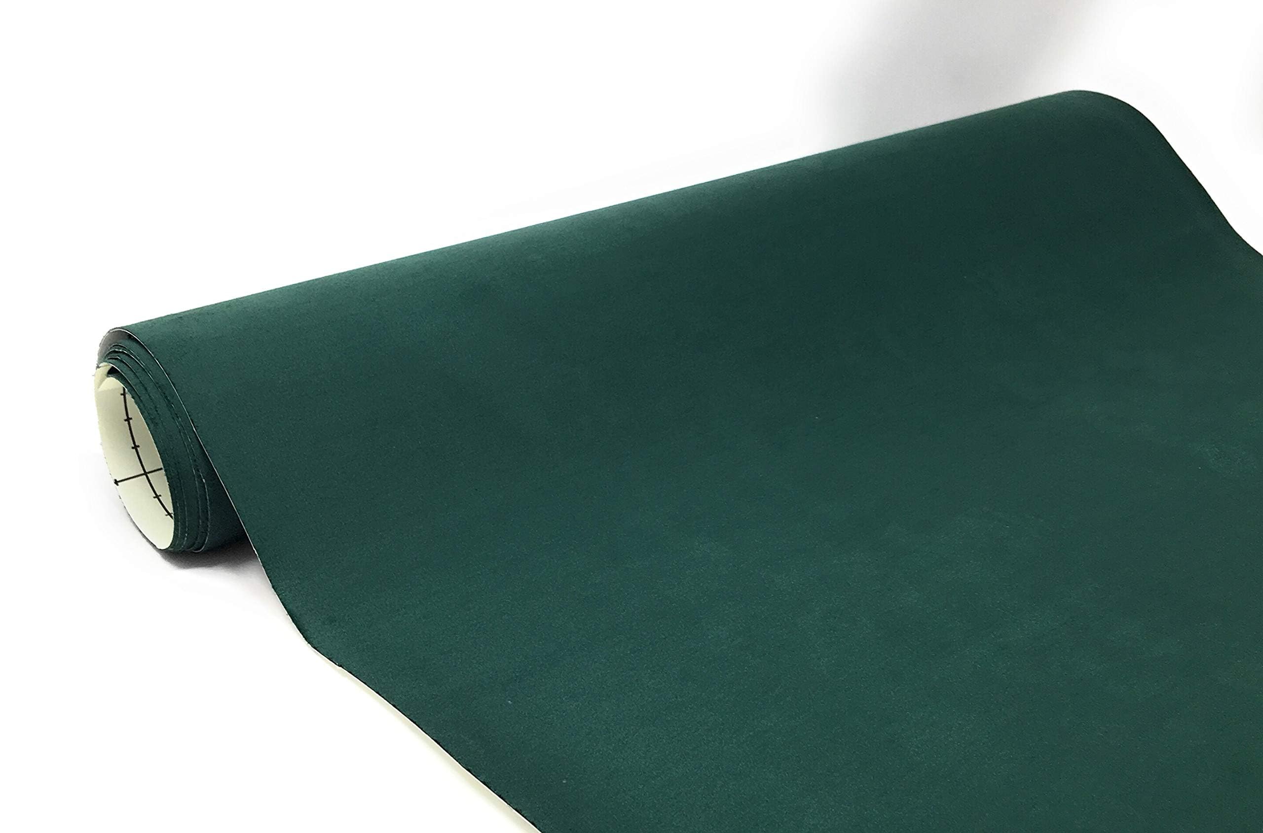 Suede Fabric Wrap - Self Adhesive Film Sticker 8 x 55 Inches Silky Decal Sheet for Car Interior Furniture Upholstery DIY Elastic Stretch Peel and Stick Dark Green
