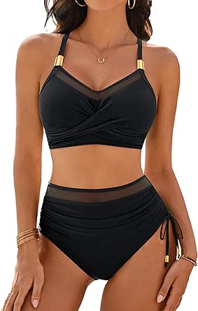 Blooming Jelly Womens High Waisted Bikini Set Gold Metal - View #7
