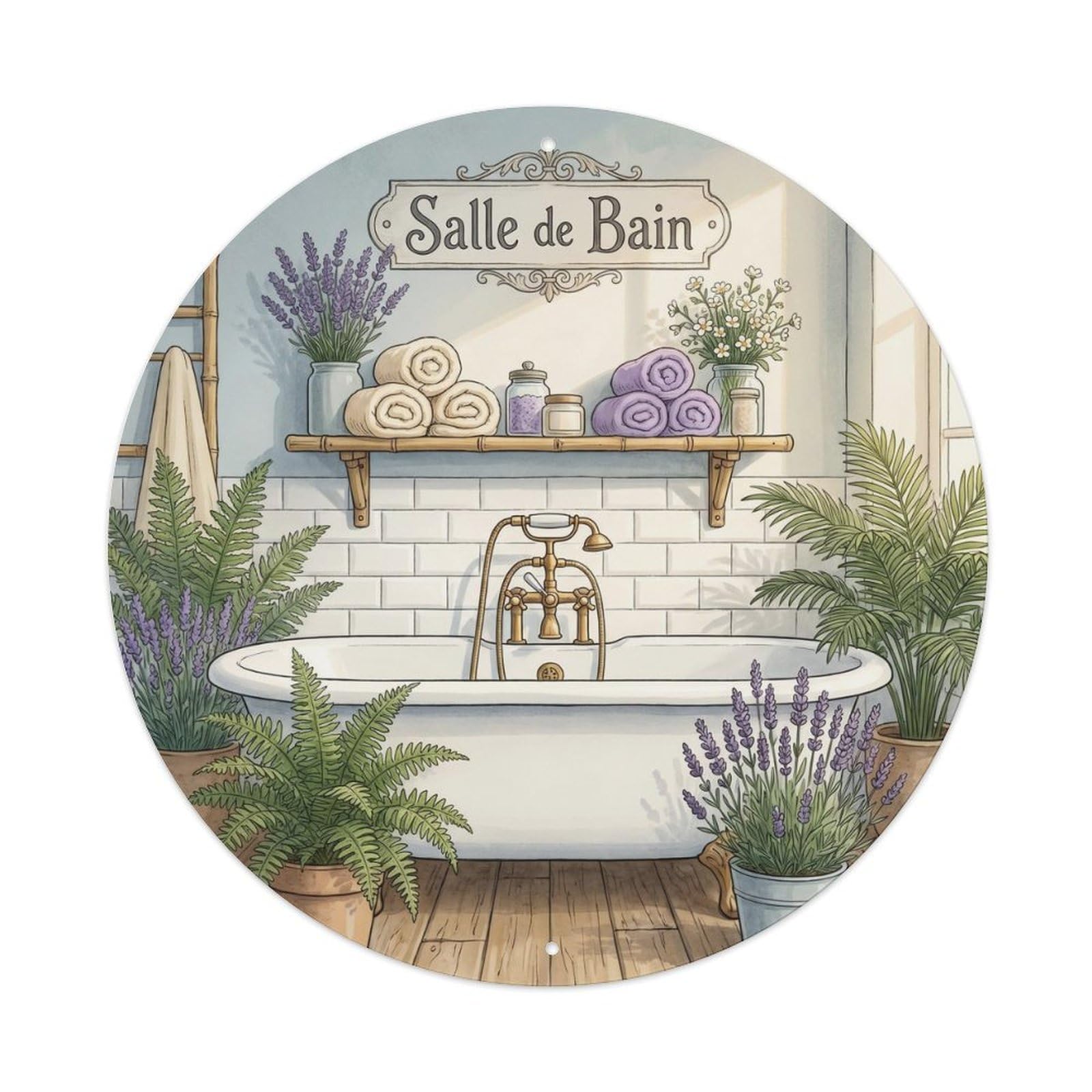 Fqnyr Style Salle Floral Relaxing Bathroom Decor Metal Tin Sign