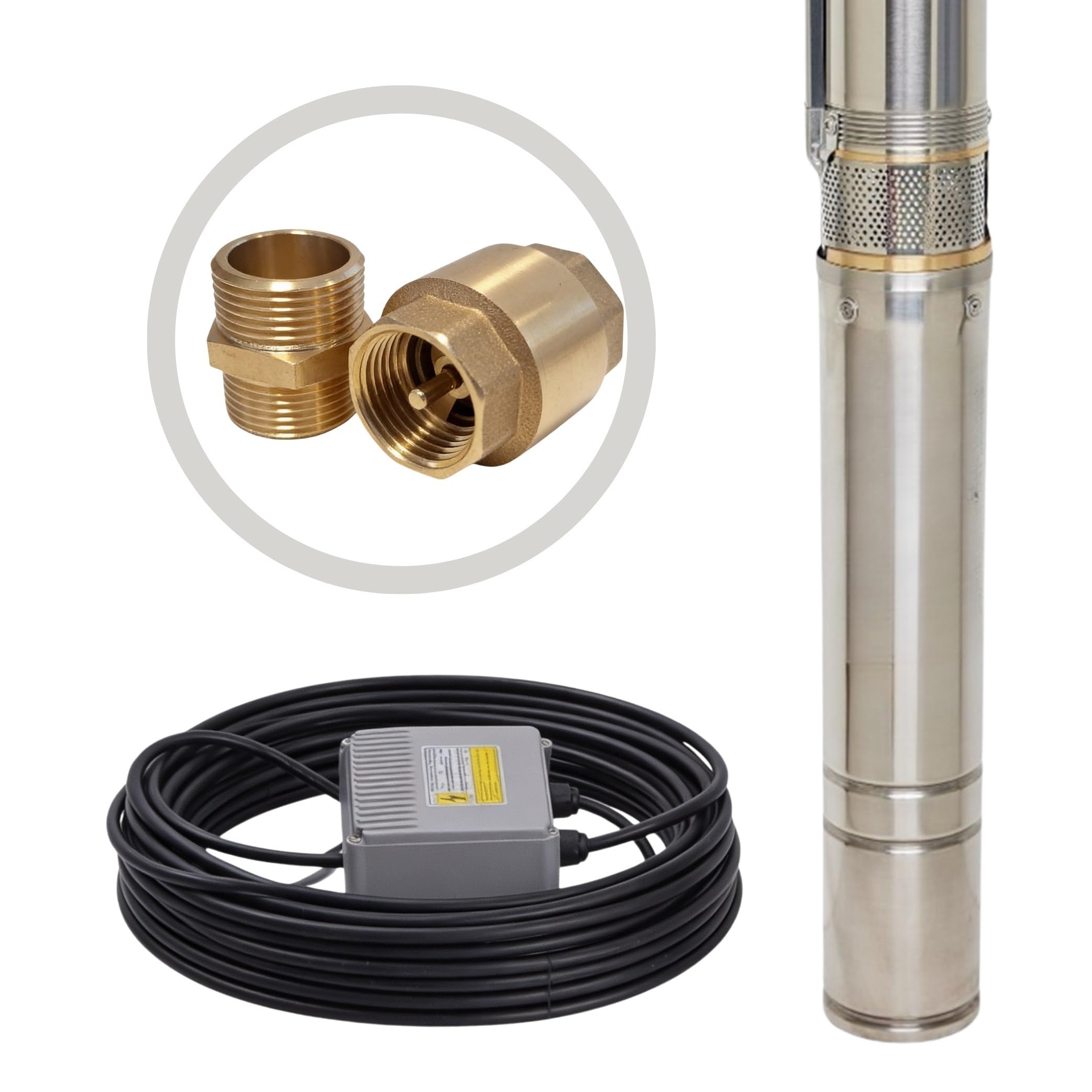 Tiefbrunnenpumpe 3 Zoll 550 Watt 2780 l/h 6,1 Bar Druck 20m Kabel Brunnenpumpe 5% sandverträglich