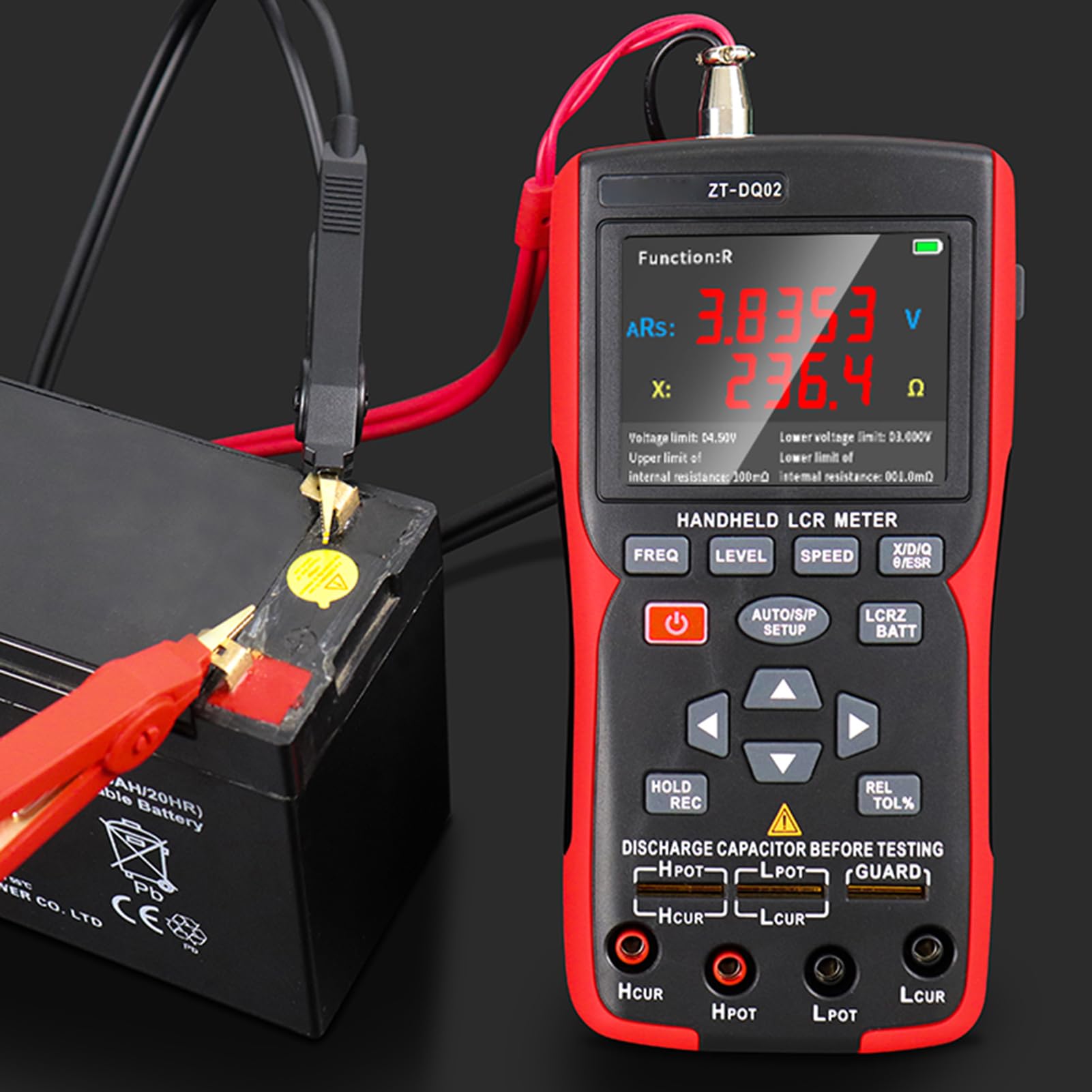 Karlak Testeur de Multimètre Numérique, Testeur de Batterie Double Mode à écran LCD, Mesure 0,01 Ω – 10 MΩ, 1 PF – 100 MF avec 5 Modes de Fréquence de 100 Hz à 100 KHz pour les