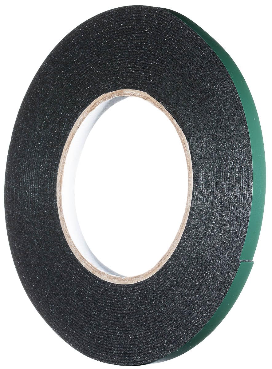 YoiYee 8mm x 10m Double Sided Foam Tape, Strong Sticky Adhesive Green Film Sticky glazing tape, PE Sponge Strip Mounting Tape, Black