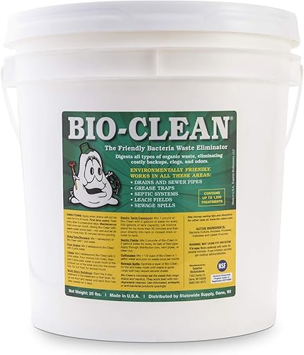 Bio-Clean Drenar bacterias sépticas 25 libras a granel limpia drenajes tanques sépticos atrapa grasa totalmente natural y 100 garantizado sin