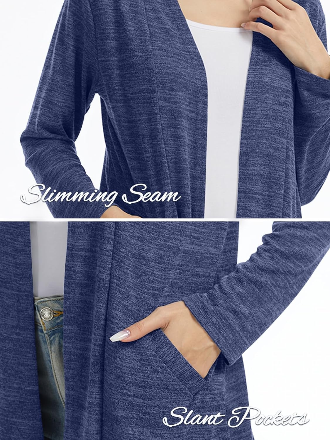 AYIFU Women's Lightweight Cardigan Long Sleeve Sweater Open Front Casual Fall Cardigans with Pockets - Image 3