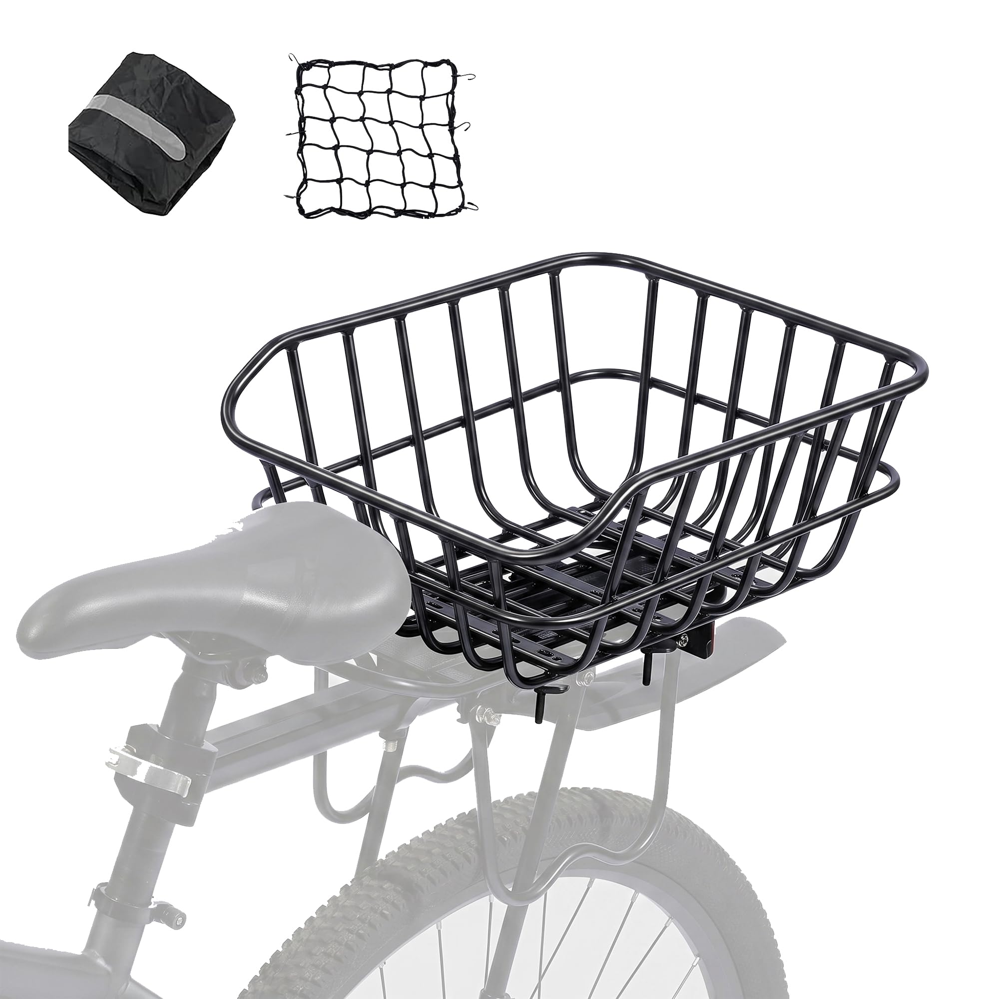 Fahrradkorb Hinten 18L, mit Regenhaube & Sicherheitsnetz, bis 20kg
