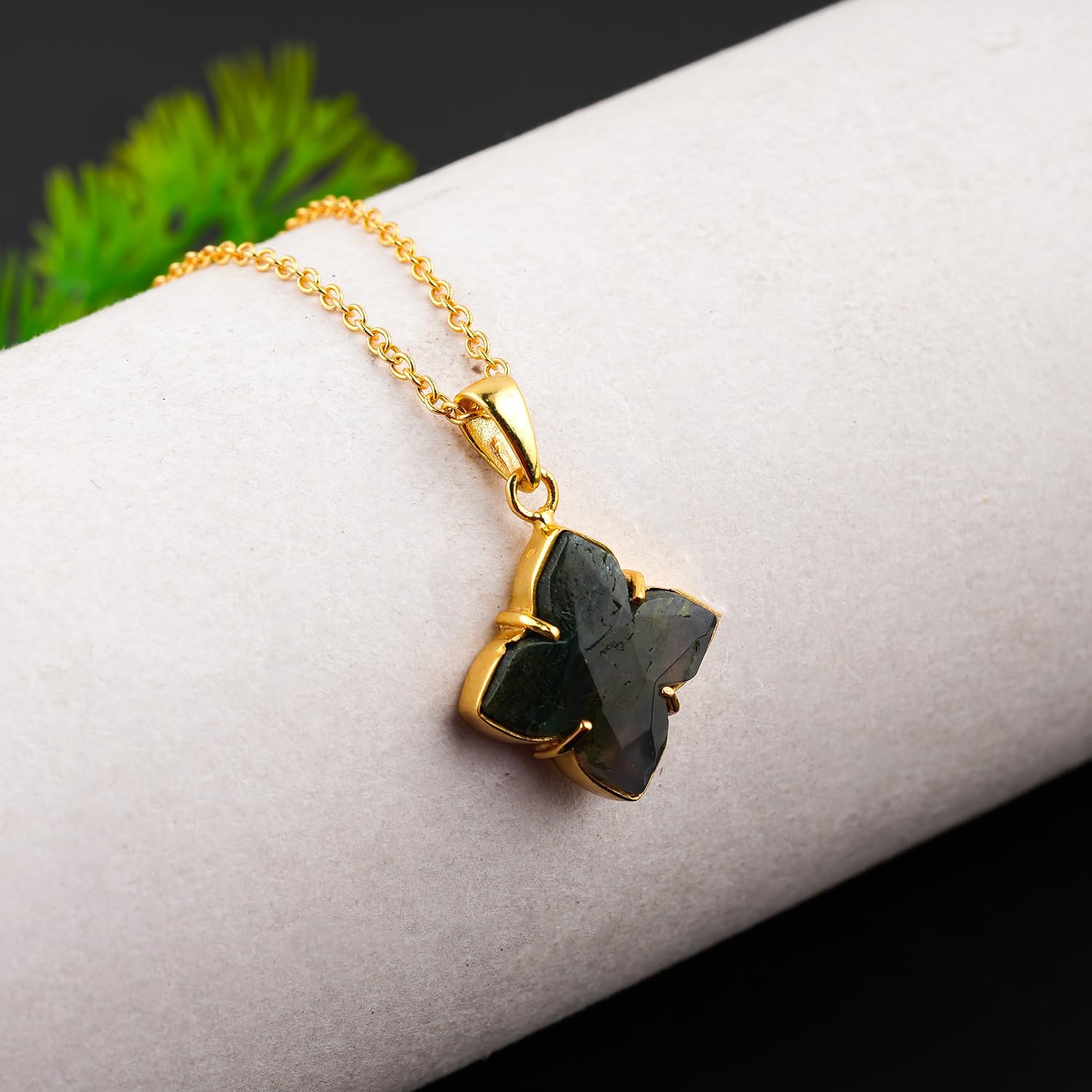 Natural Gemstone Necklace, 4-Petal Floral Stone Prong Dainty Pendant, Gold Plated, Handmade Bohemian Jewelry, Chakra Healing Crystals, Christmas Gift for Women - Image 4