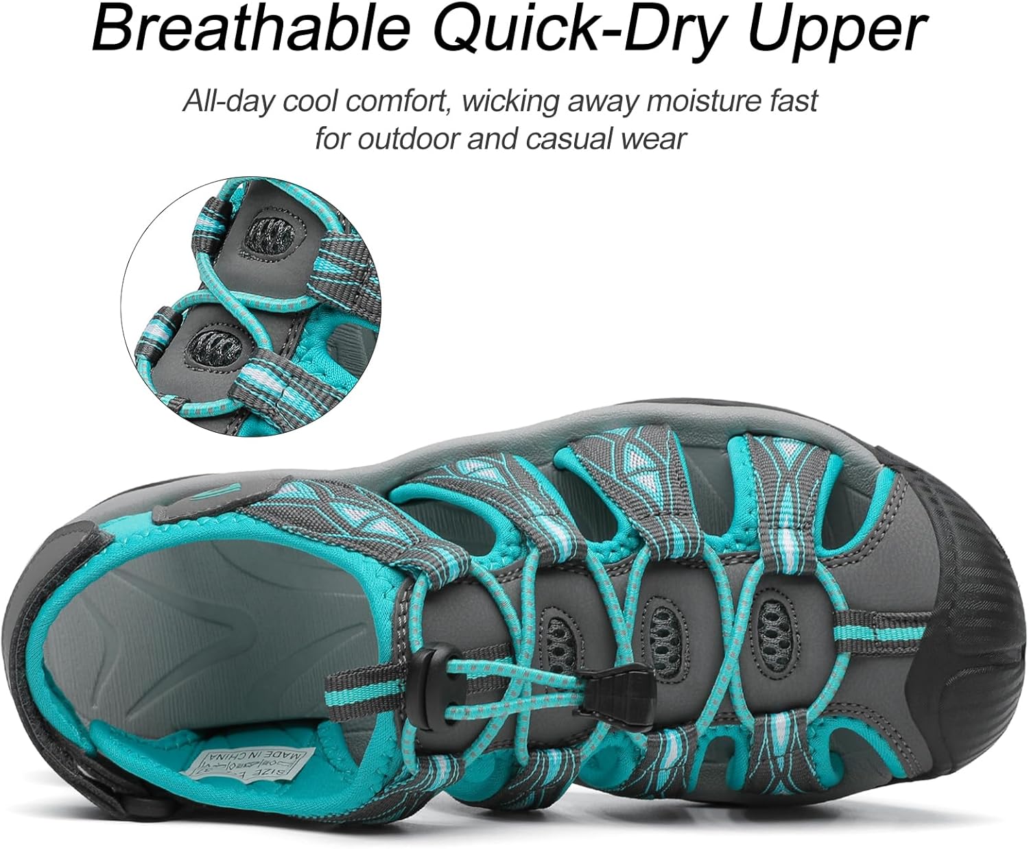 Women's Closed Toe Sport Hiking Sandals Athletic Walking Lightweight Water Shoes Summer Outdoor Beach Sandal