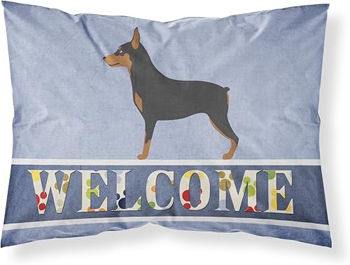 Caroline's Treasures BB8323PILLOWCASE - Funda de almohada estándar de tela de bienvenida en miniatura, color azul, ligera, súper suave, fácil de Caroline's Treasures BB8323PILLOWCASE - Funda de almohada estándar de tela de bienvenida en miniatura, color azul, ligera, súper suave, fácil de