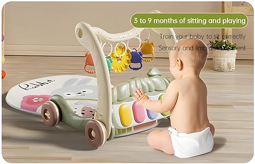 Miniatura 7 de Andador para bebés con alfombrilla para el tiempo boca abajo y juguetes para cochecito, caminador de sentado a pie para el desarrollo del bebé,