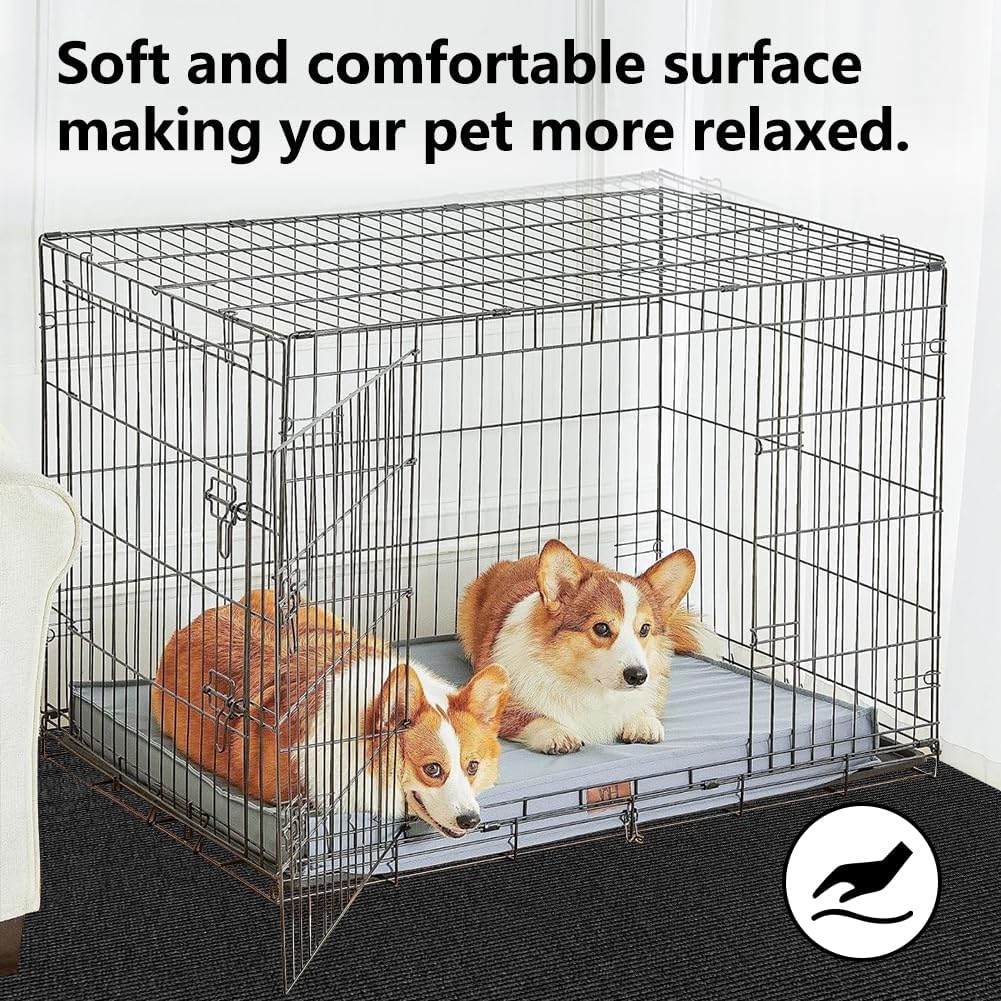 46" X 60" X 0.23'' Mat for Under Dog Crate, Non-Slip Rubber Kennel Mat for Crate to Protect Floors Extra Large Washable Absorbs Urine Dog Playpen Mat