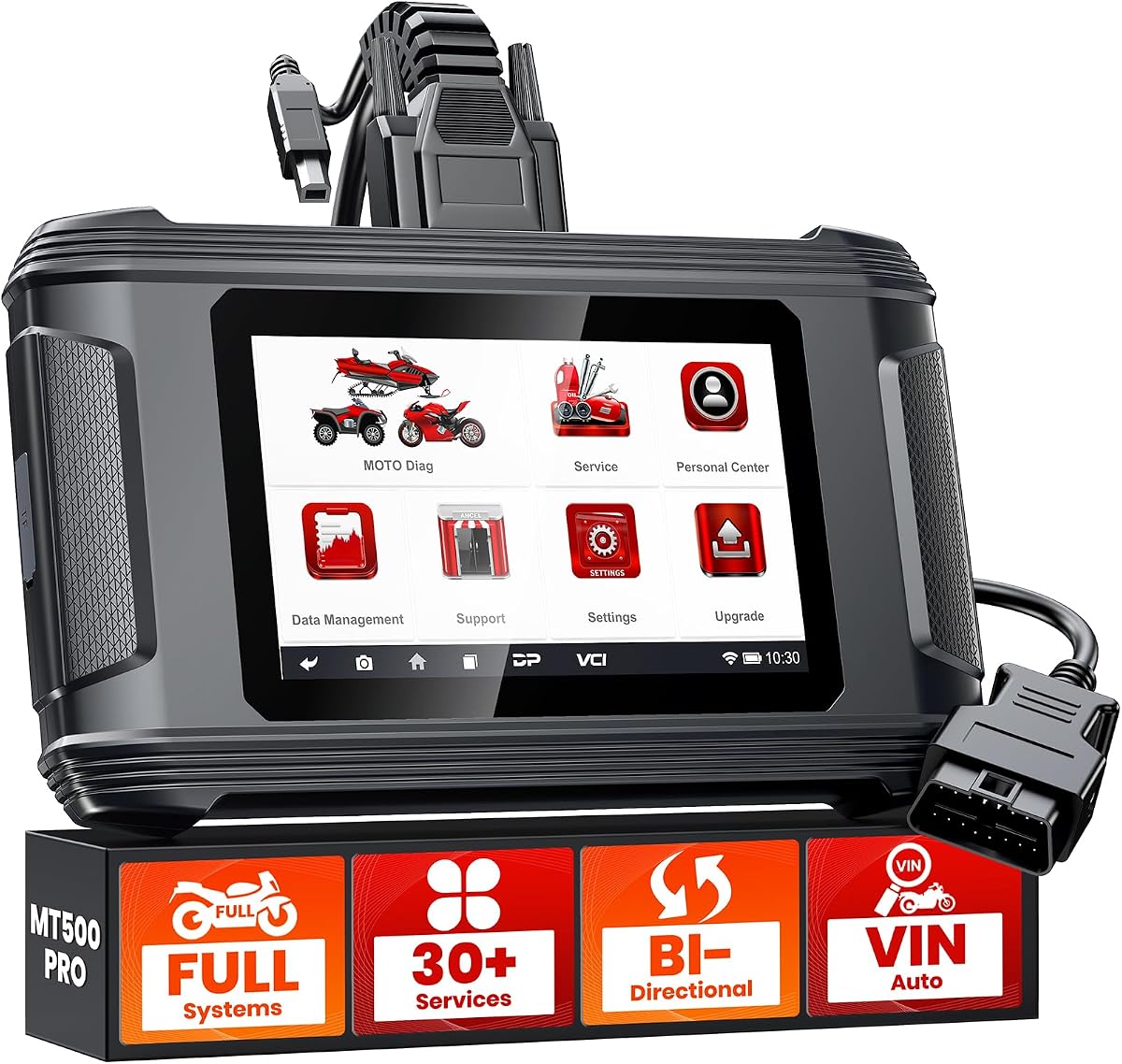 ANCEL MT500 PRO Escáner de motocicleta, herramienta de diagnóstico OBD2 de sistema completo con reinicios de servicio rápidos y programación avanzada, se adapta a Harley, Honda, Yamaha, Indian, Kawasaki, Suzuki, Polaris, BRP, Victory