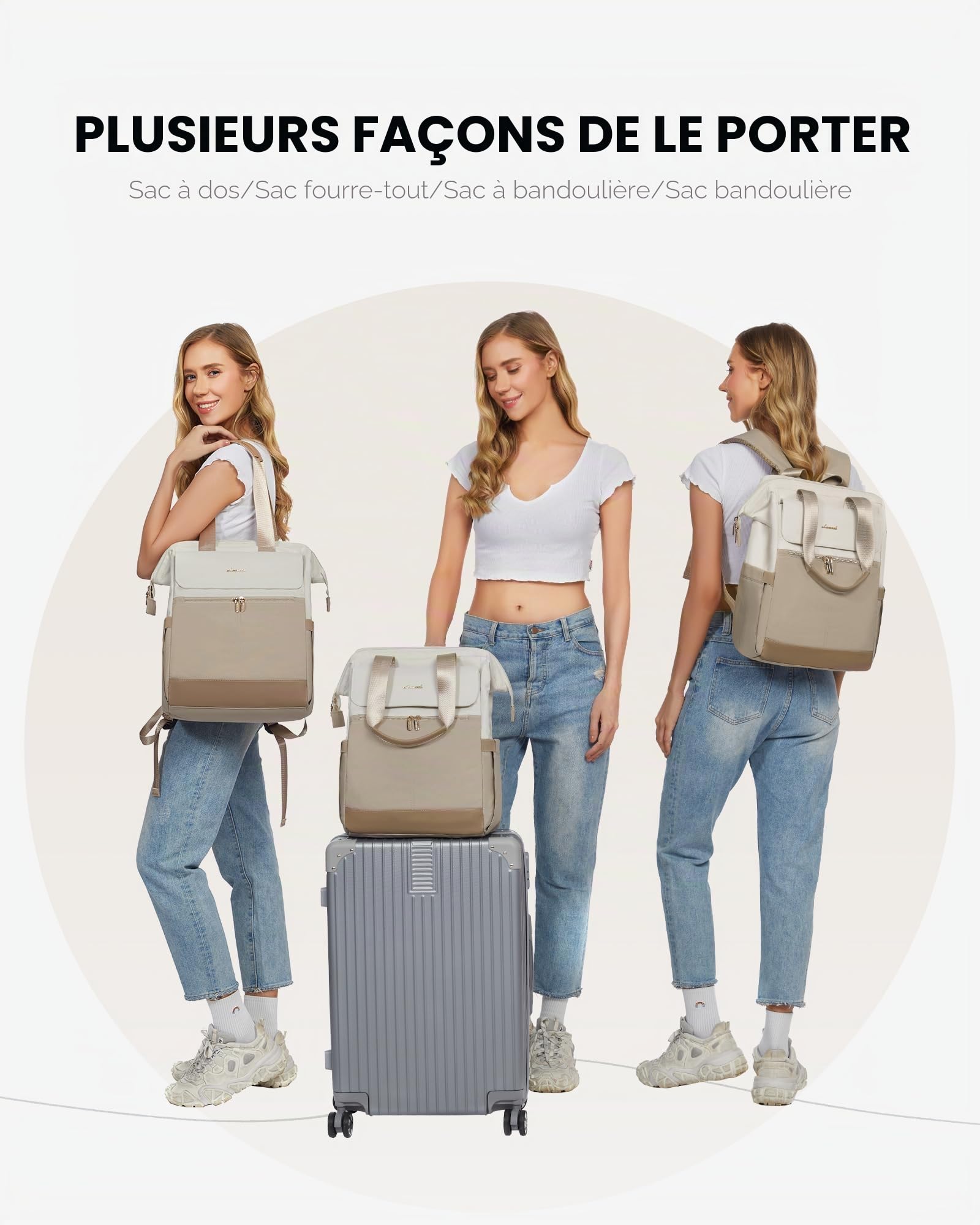 LOVEVOOK 17 Pouces Sac à Dos Ordinateur Portable pour Femme, Antivol et Renforcé de Voyage, pour Travail, College, École - Backpack Leger