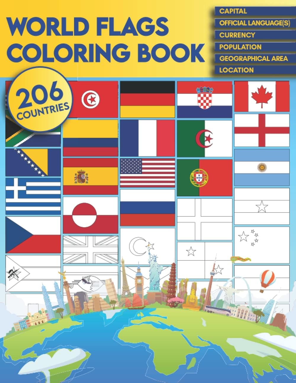 World flags coloring book: Discover all the flags of the world while having fun | Perfect for children and adults.
