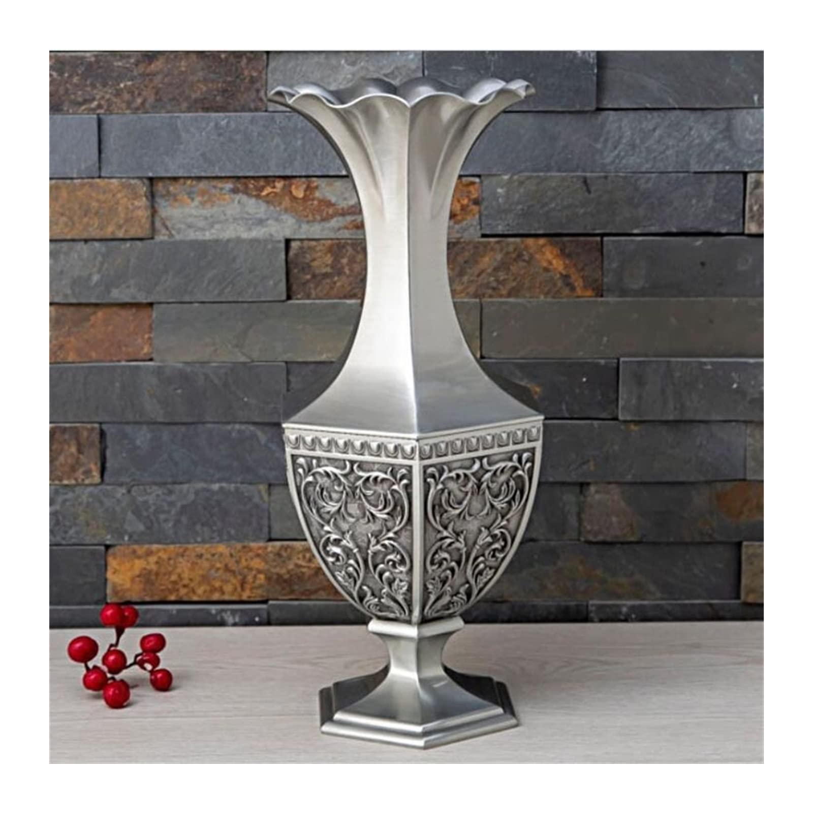 asdchZen Vases Metal Vase 34Cm For Table, For Home Decoration, For Living Room, Metal Vase Decoration Flowers Vases