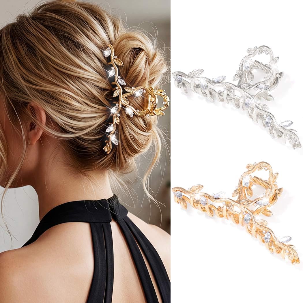 Fancy Clips CAKURE Gold Claw Clip Fancy Hair Clips Rhinestone Hair Claw Clips ...