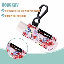 HEYSKAY 8PCS Lip Balm Keychain Holder Compatible with Chapstick, Stocking Stuffers Gifts Keychain Lip Gloss Holder Key Chain Lipstick Holder Sleeves(Floral Set B-8PCS)