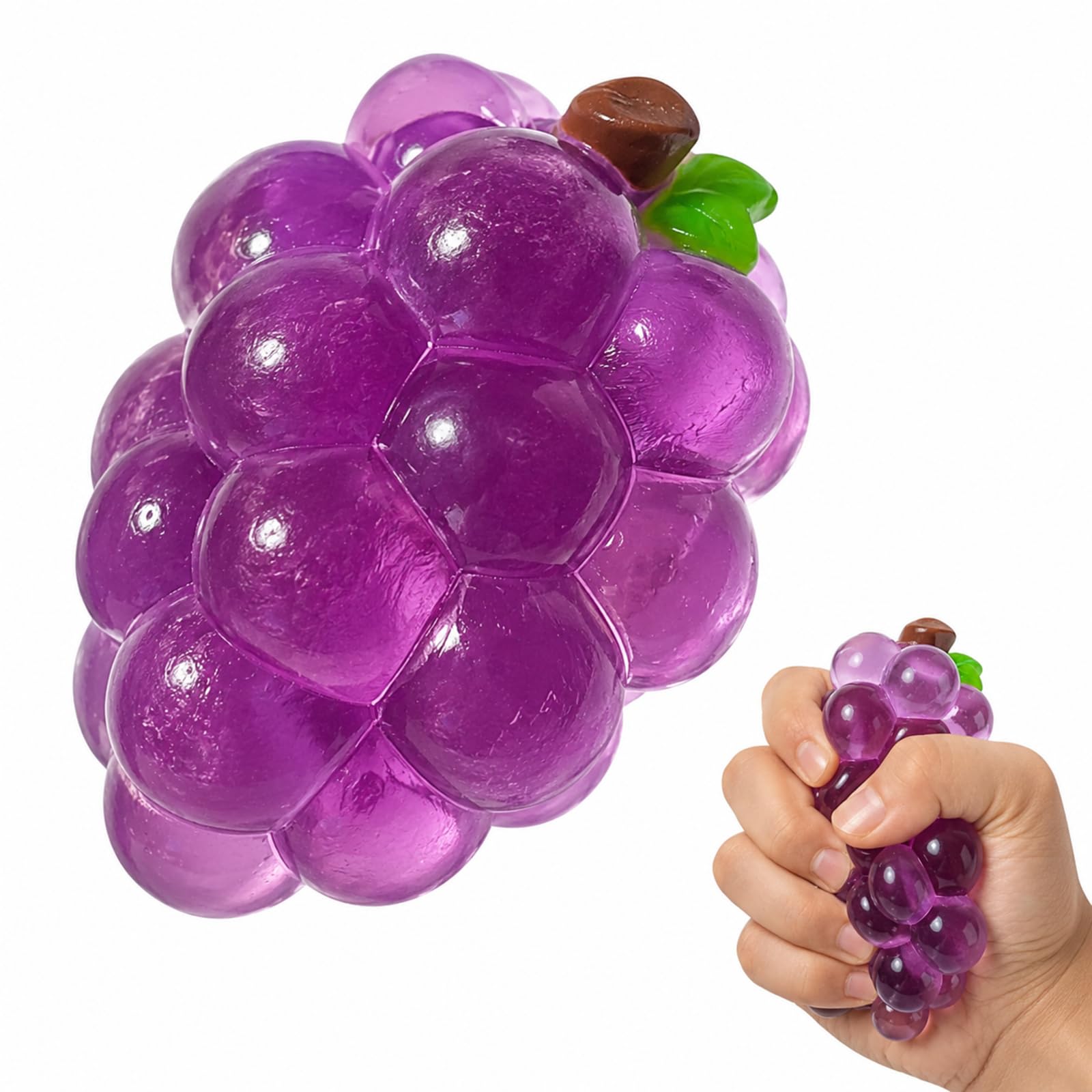 Grape Squishy, Fruit Squishy Sensory , Stress Relief Tool for Office Desk and Study Sessions, Portable Relaxation Accessory with Crystal Grape Purple Design