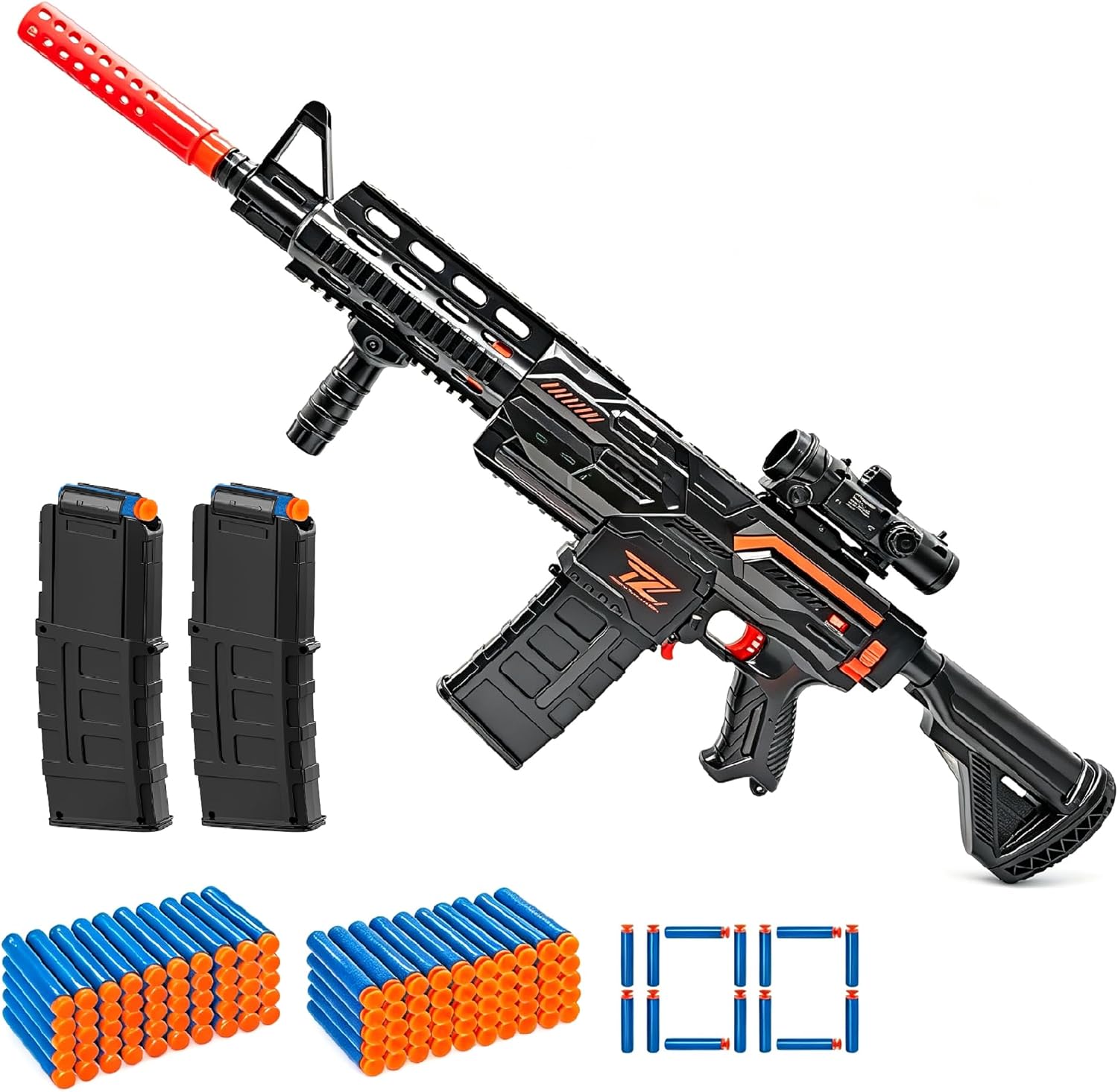 Electric Automatic Toy Gun for Toy Guns Sniper Soft Bullets [Shoot Faster] Burst Soft Bullets Toy Foam Blasters & Guns with 100 Nerf Sniper Darts, Gifts for Kids Boys