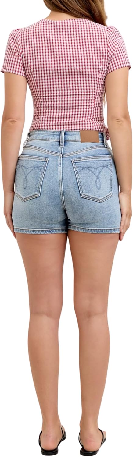 Judy Blue High Waist Light Wash Slim Fray Shorts - Image 5