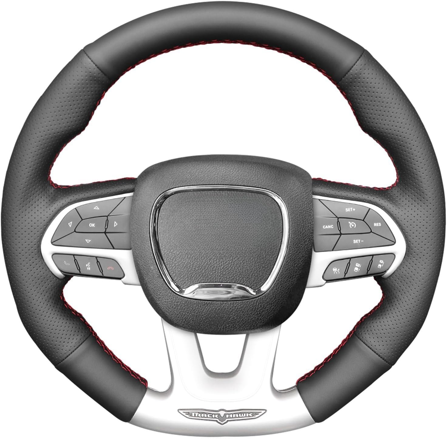 MEWANT Customized Black Microfiber Leather Car Steering Wheel Cover for Dodge (SRT) Challenger 2015-2021 / Dodge Charger 2015-2021 / Durango 2018-2021