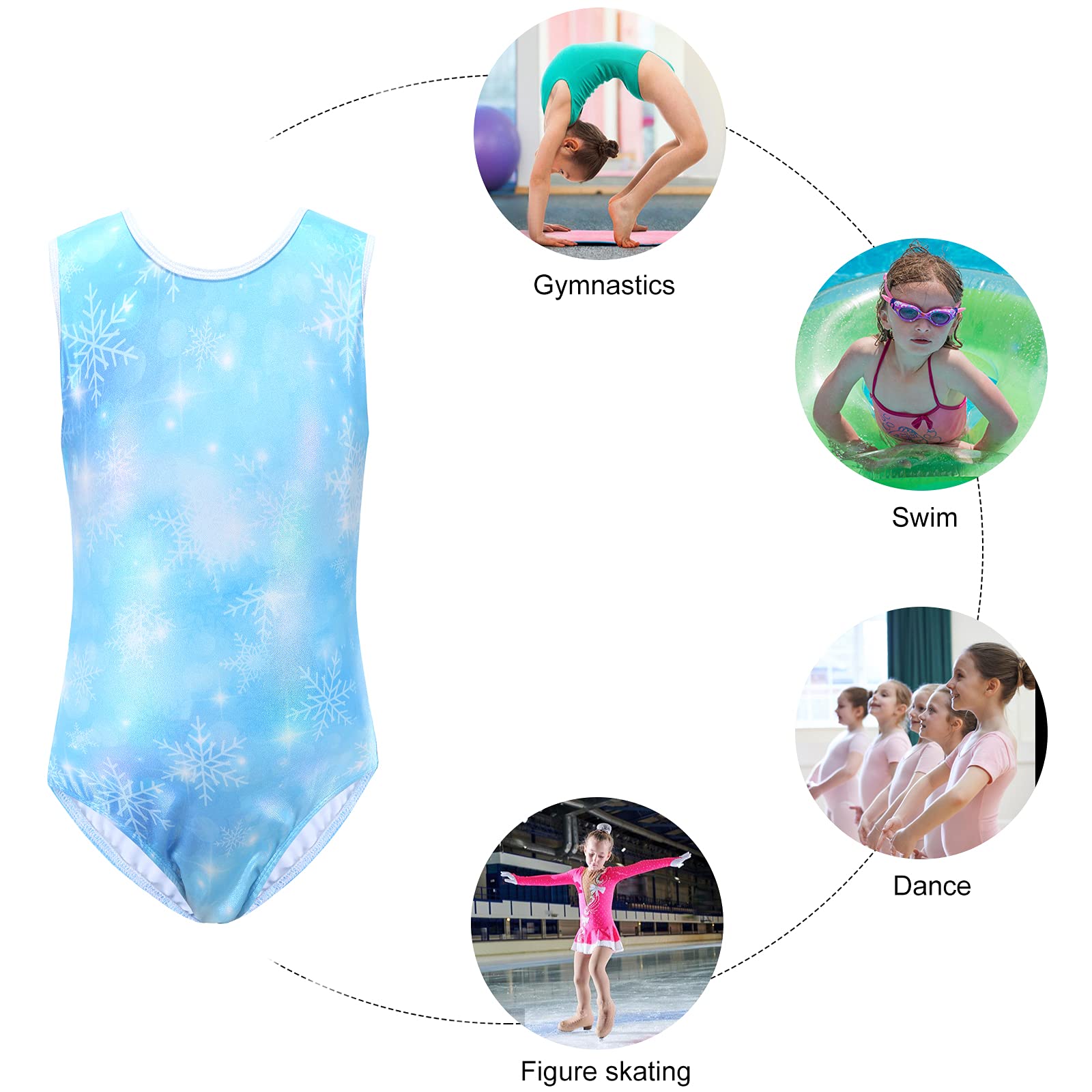 Bezioner Ragazze Ginnastica Leotards Body Danza Claasica Balletto Ginnastica Artistica per Bambina Senza Maniche/Manica Lunga per Bambini di 3-14 Anni