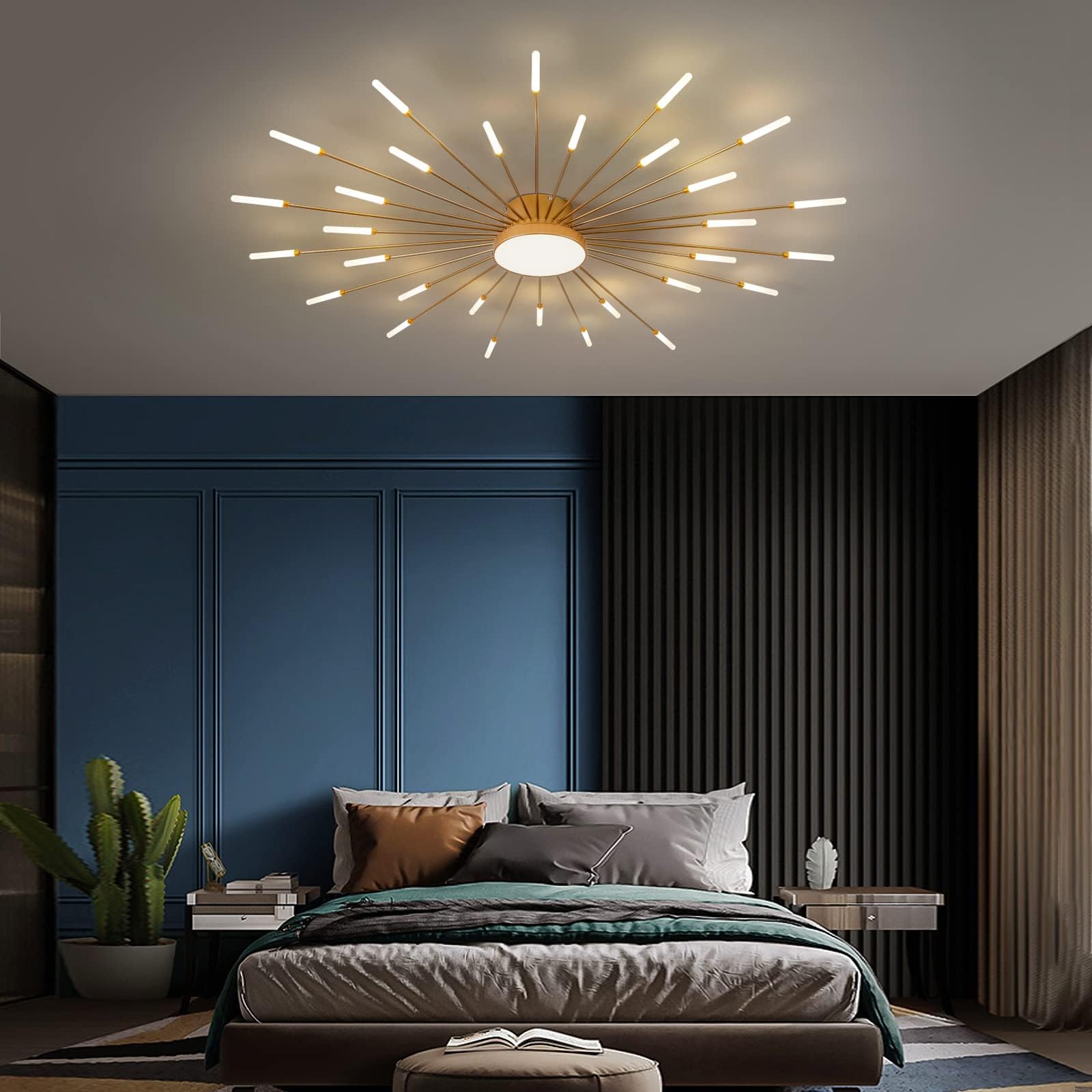 Nowoczesna lampa sufitowa LED 30+1 głowice Półwpuszczana lampa sufitowa Złoty żyrandol Oświetlenie sufitowe do sypialni Salon Kuchnia Jadalnia Restauracja