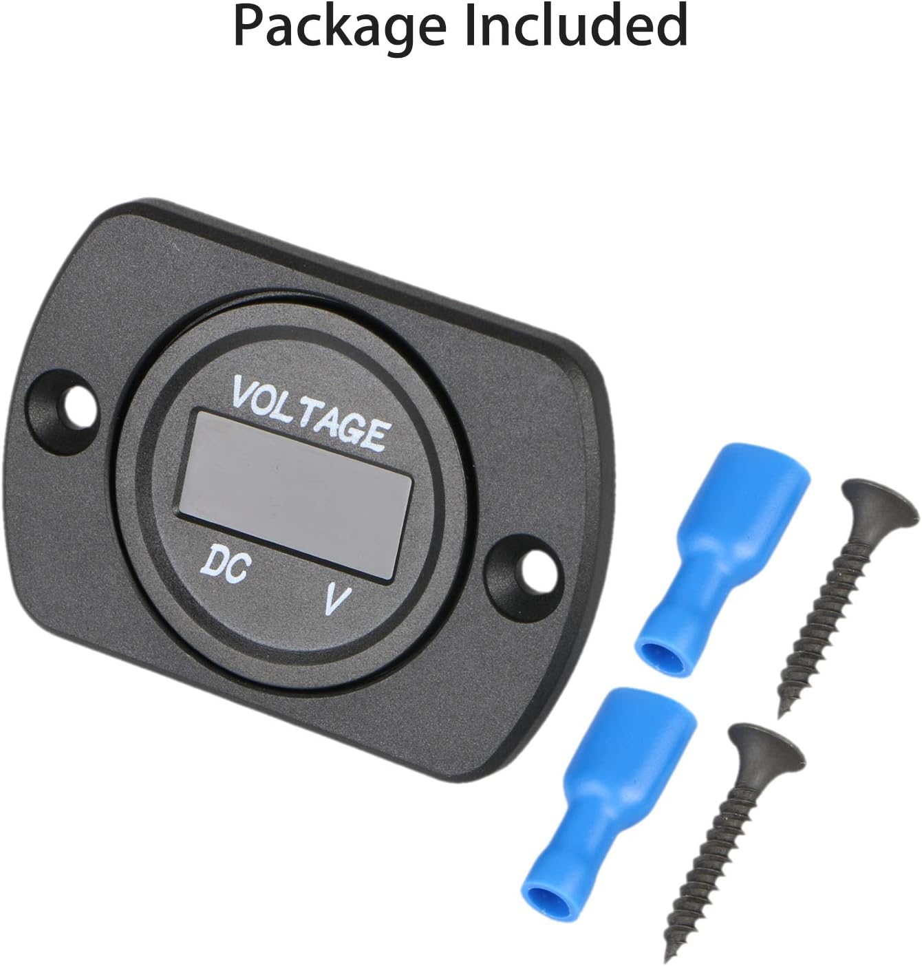 DC 12V 24V Car Voltmeter LED Digital Display Voltmeter Panel, Waterproof Digital Round Panel Voltage Tester Gauge Meter with Terminals for Boat Marine Vehicle Motorcycle Truck ATV UTV (Blue Light) : Automotive