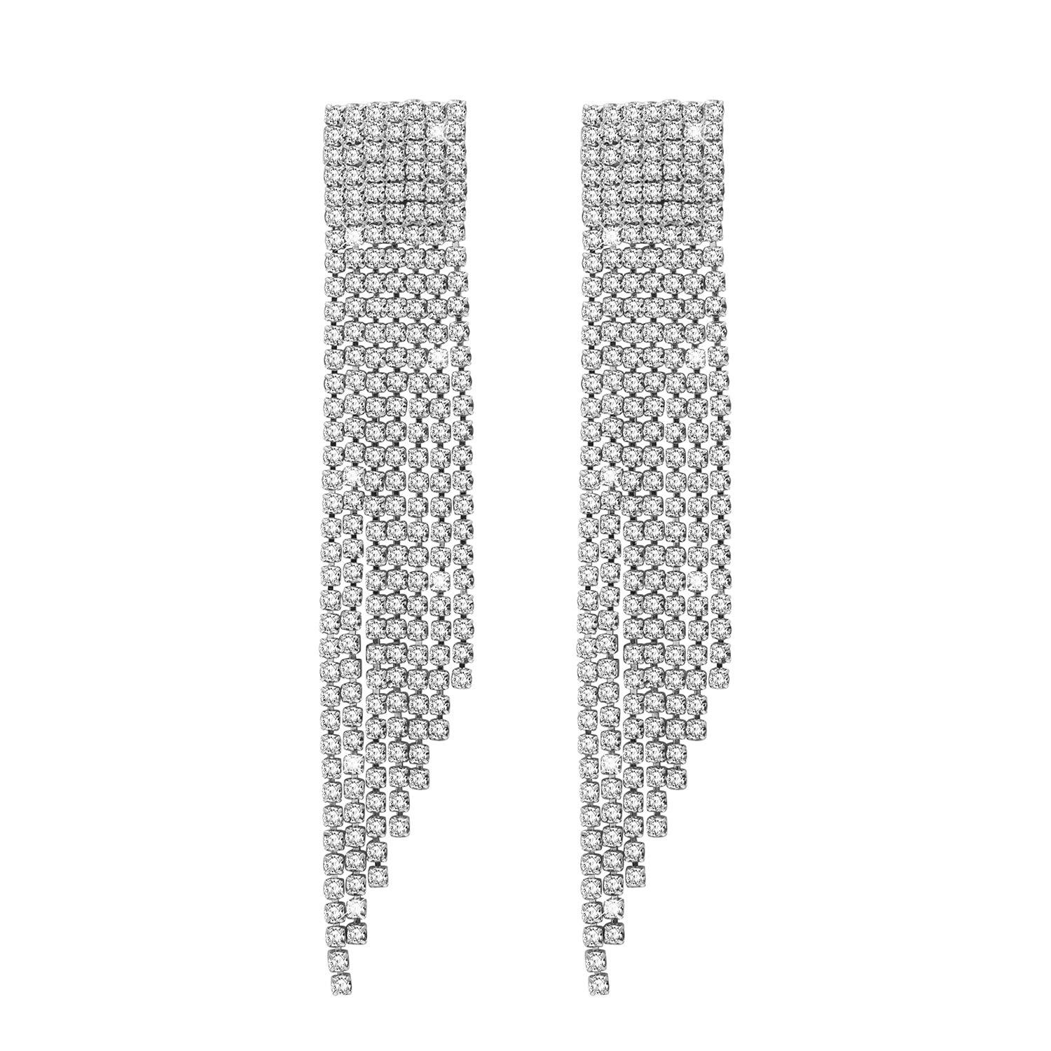 Traditional Indian Crystal and AD Silver Plated Fancy Western Style Cocktail Chandelier Long earrings for women (SJ_1905_S)