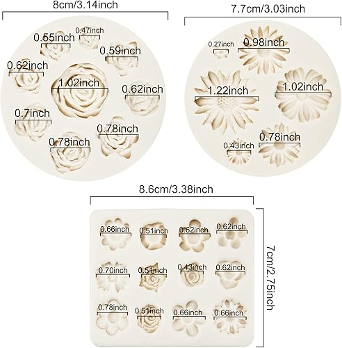 Miniatura 2 de Moldes para flores, 3 piezas, moldes de silicona para flores, juego de moldes para fondant para pasteles, chocolate, cupcakes, dulces, decoración de