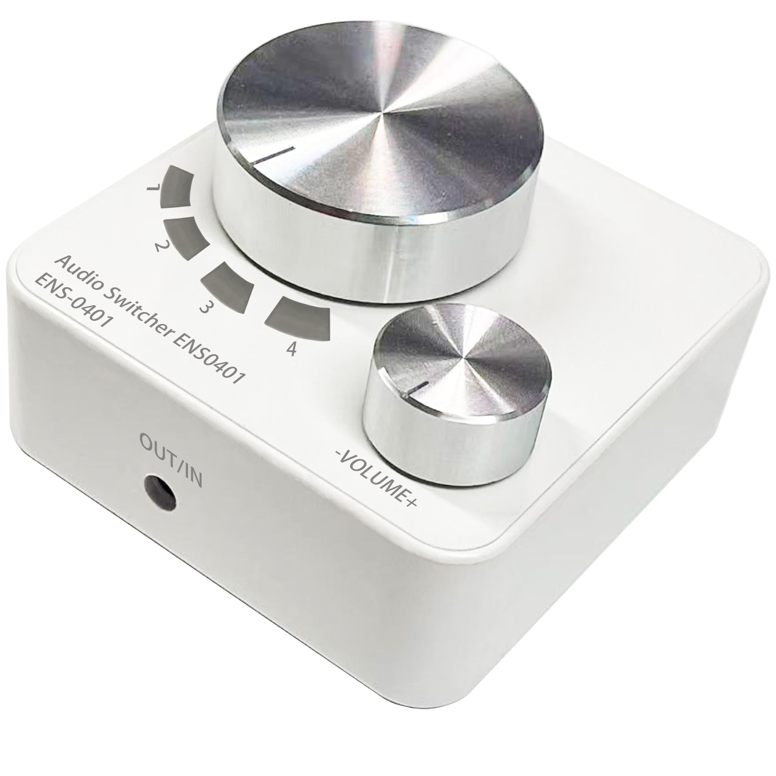 Conmutador de audio, conmutador de audio estéreo AUX de 3,5 mm (blanco, 4 puertos)