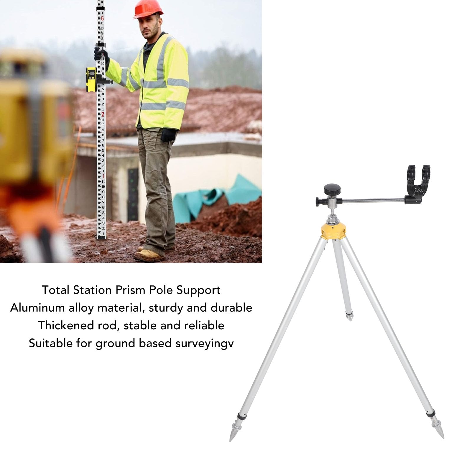 Trípode De Prisma De Aleación De Aluminio | Altura Regulable De 29.5 A 47.2 Pulgadas | Incluye Bolsa De Transporte | Para Topografía Y Construcción