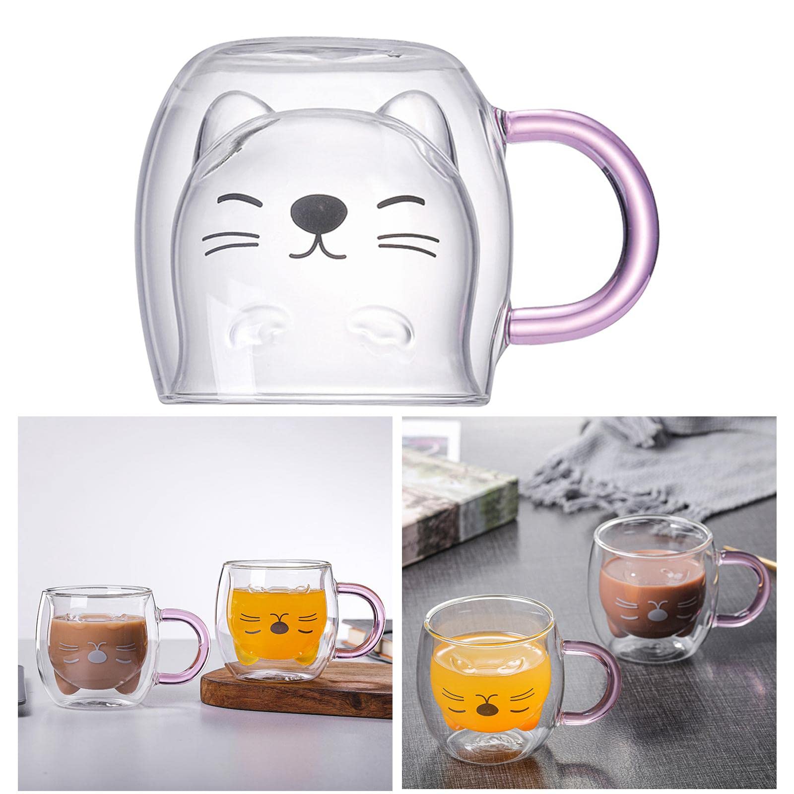 Tazza In Vetro Borosilicato A Forma Di Gatto - 300 Ml, Resistente Al Calore, Adatta A Microonde E Lavastoviglie - Design Simpatico Per Tè, Caffè, Latte - Regalo Originale