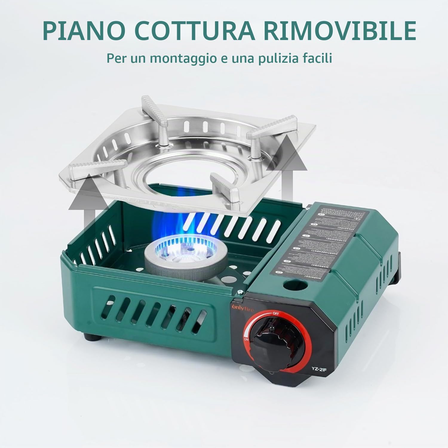 onlyfire Mini Fornello da Campeggio a Gas Portatile con Custodia per Il Trasporto, Fornello a Gas da Esterno per Il Campeggio, L'escursionismo, Il Viaggio in Camper, la Colazione, 2000W, Verde