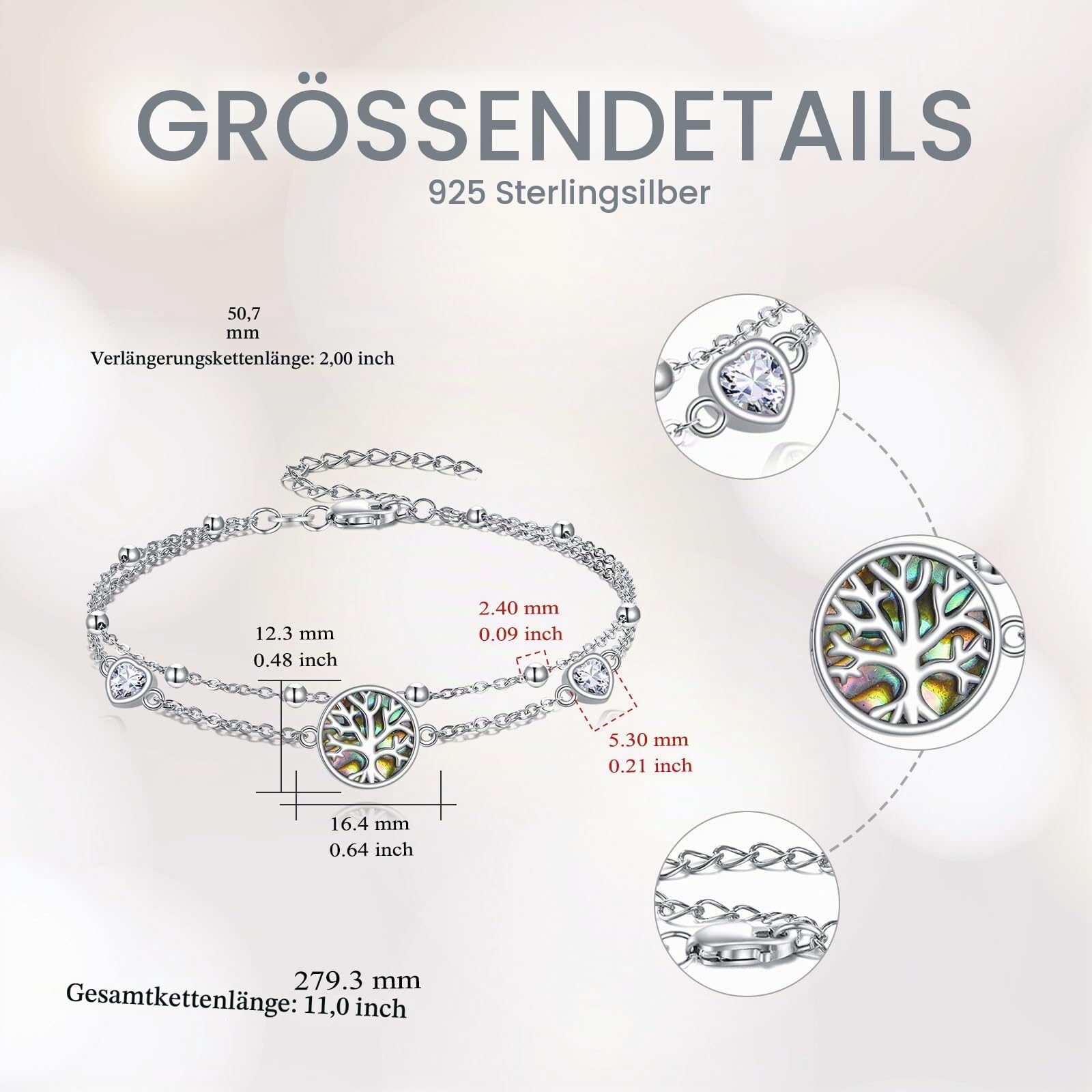 LONAGO 925 Sterling Silber Mehrlagiges Fußkettchen für Damen Verstellbares Mehrlagiges Strand Fußkettchen Armband