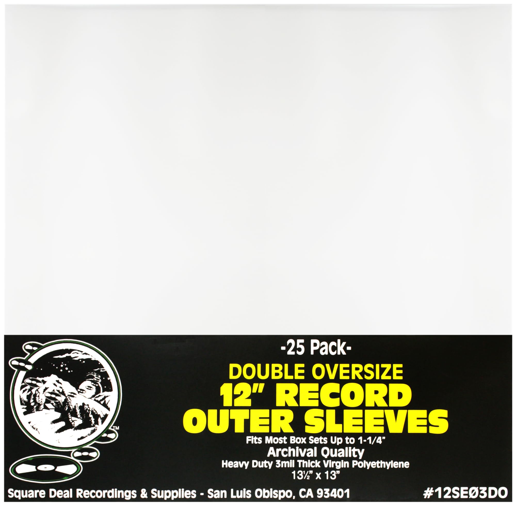 (25-Pack) Double Oversized 12 Inch Vinyl Record Outer Sleeves – 3 Mil High-Clarity Virgin Polyethylene – Flush Cut with Lip for Easy Insertion – Archival Protection for Most Box Sets up to 1.25 Inch