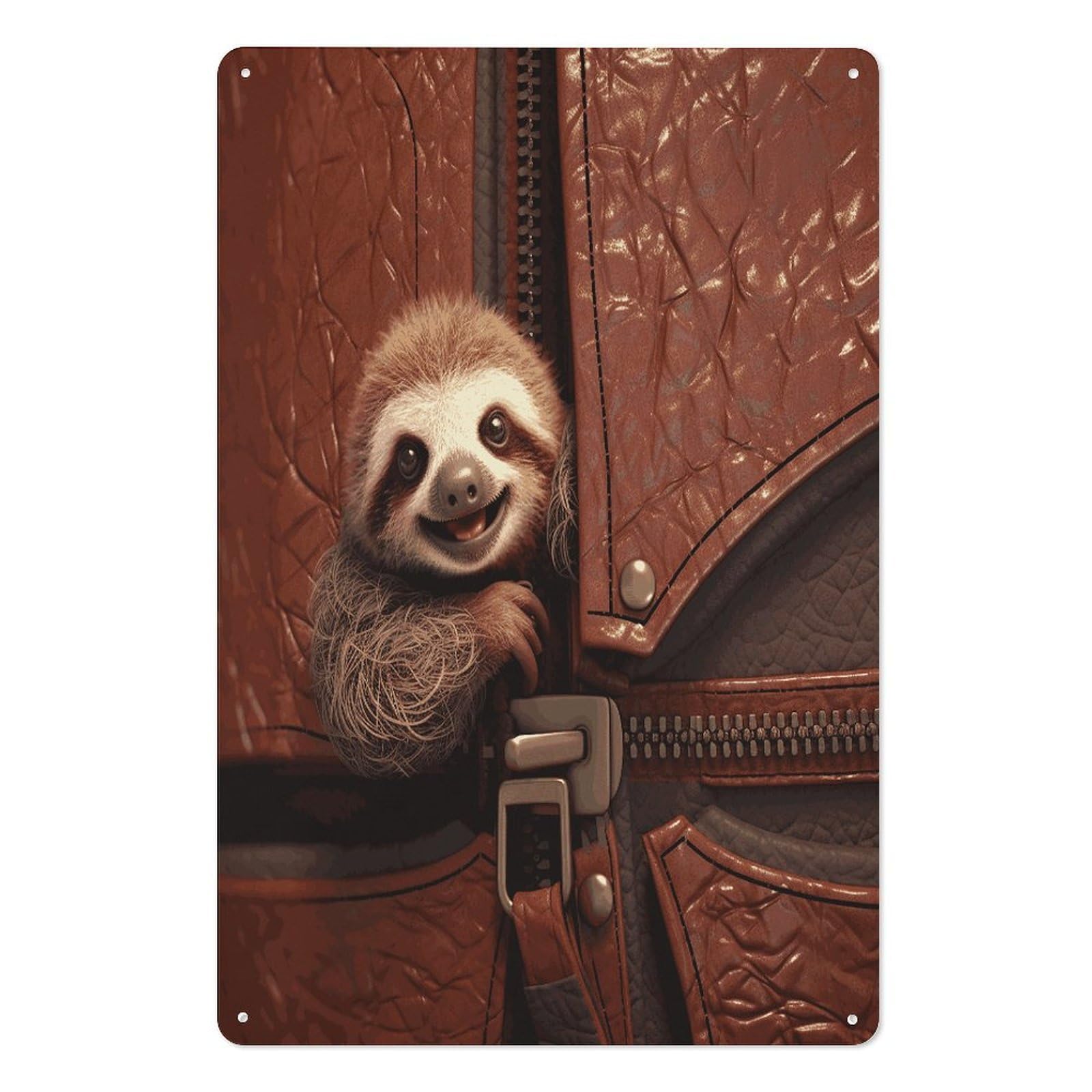 Adfgyerh Style Sloth On Zipper Tin Sign Hanging Art Prints,Wall Decor For Gifting And Party Decoration 7.9X11.8 Inch,Wall Art For Home Garden Greenhouse Living Room Bedroom Yard
