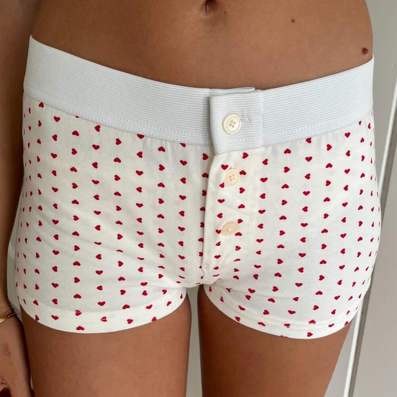 Seyumixi Women Cute Print Boyshorts Underwear Button Elastic Low Rise Pajama Shorts Sexy Booty Micro Bottoms - Image 4