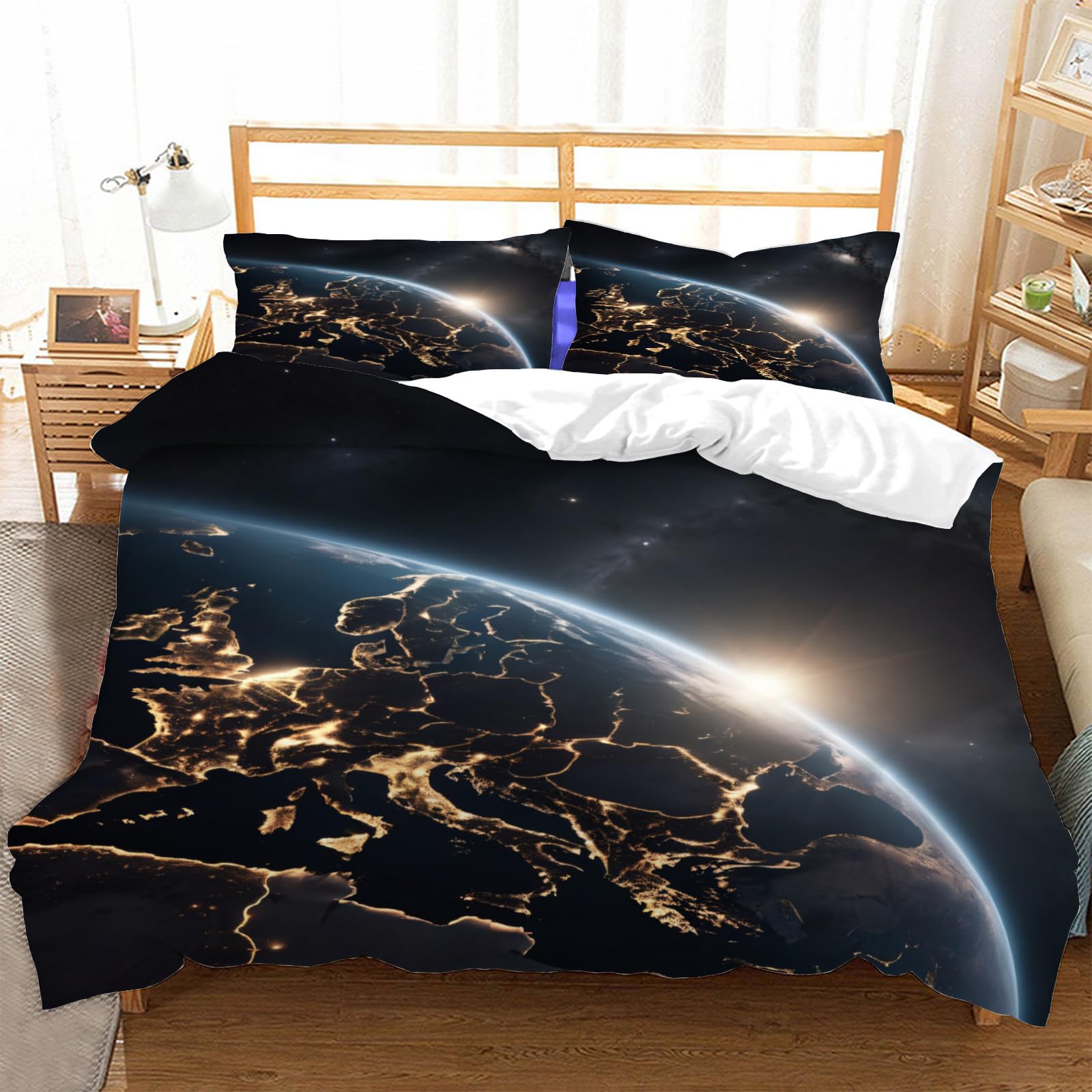 Parure de lit espace 240x260 cm en microfibre avec housse de couette et 2 taies