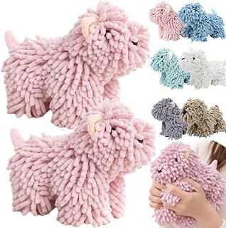 2026 New Cute Chenille Dog Shaped Hand Towel, Microfiber Animal Shaped Hand Towels, Soft Puppy Shaped Towels for Bathroom & Kitchen, Fluffy and Soft, Highly Sorbent (Pink+Pink)