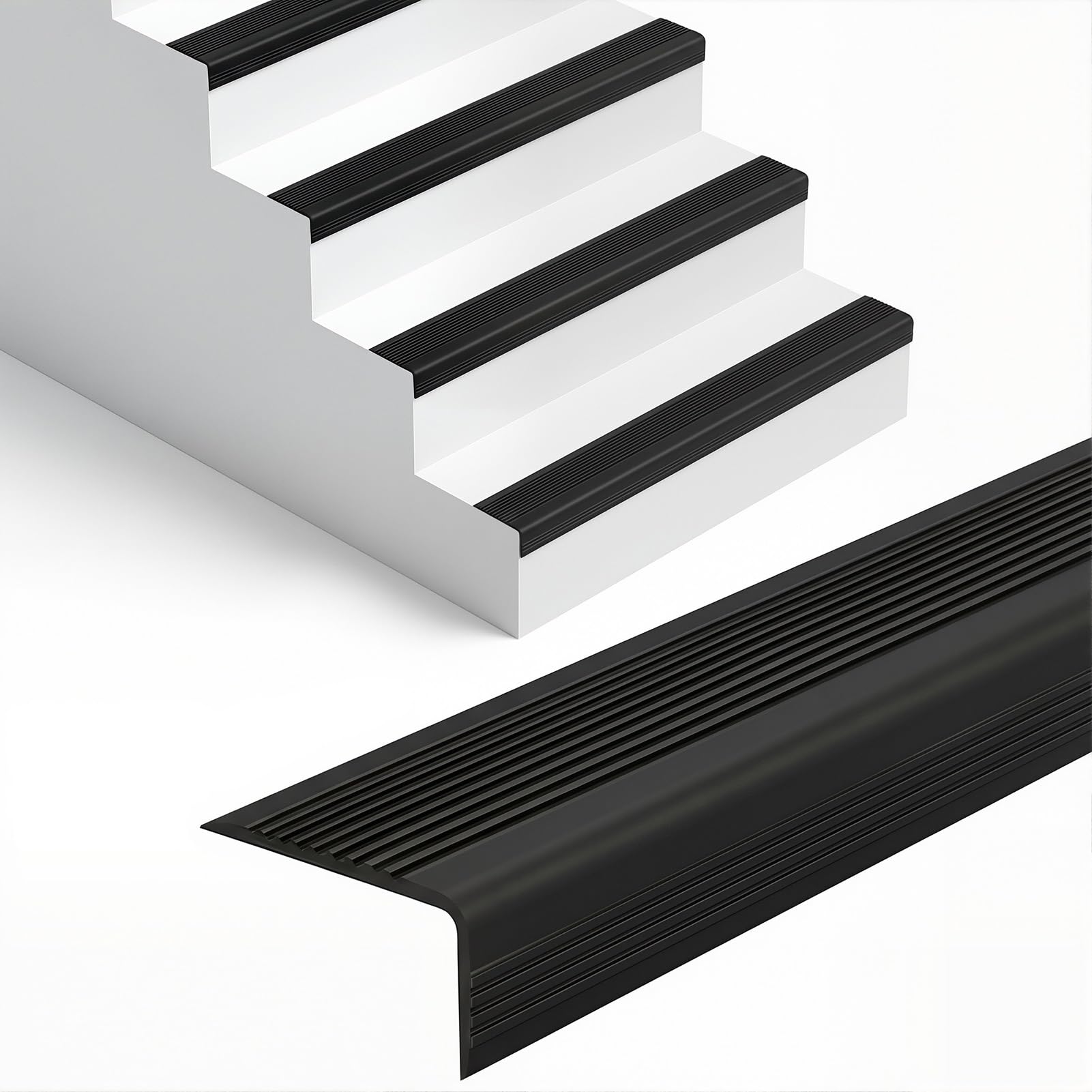 3 m de goma autoadhesivo para pelar y pegar pelar y pegar peldaños de vinilo antideslizante negro flexible para seguridad en interiores y exteriores (4 x 2 cm)