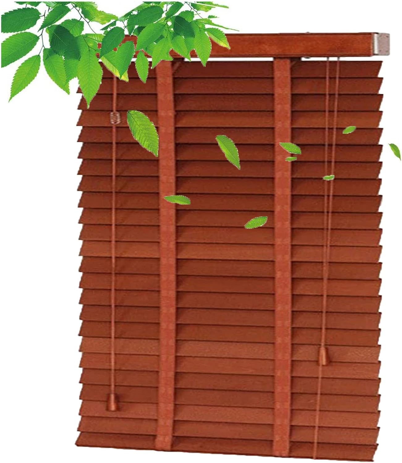 Real Wood Venetian Blinds for Room Darkening, Horizontal Window Shades for Light Control and Privacy