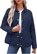 Keepink Coats for Women UK Winter Quilted Jackets Long Sleeve Button Down Diamond Puffer Jacket Solid Casual Bomber Outerwear Lightweight Warm Coat with Pockets Relaxed Fit Trendy Down Coats