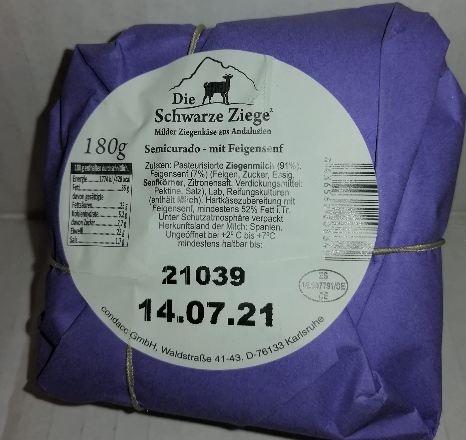 3x160gr Andalusischer Ziegenkäse (Schwarze Ziege) mit Affinationen Trüffelöl, Olivenöl+Feigensenf