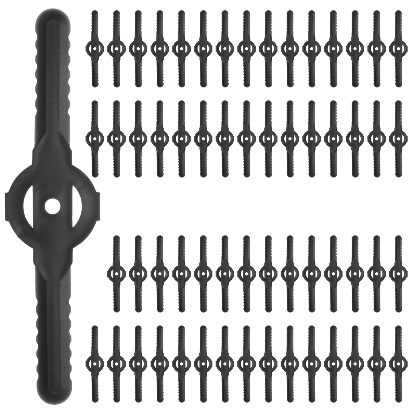 M METERXITY 60-Pack String Trimmer Head Blades Replace, Plastic Cutter Replacement Lawn Mower Weed Blades Accessories for Cordless Grass Trimmer Parts [Black]