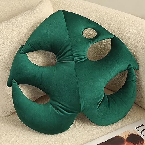 Lovee Tux Almohada en forma de hojas, bonita almohada decorativa de Monstera, cojín verde de plantas tropicales para sala de estar, sofá, oficina,