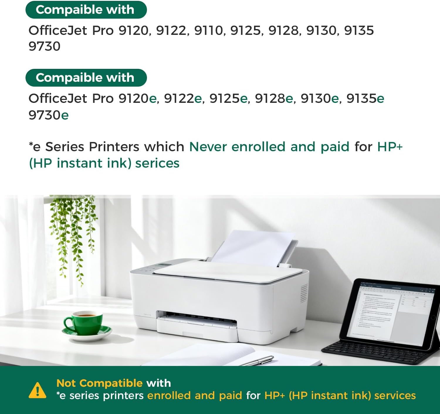 936e 936XL High Yield Ink Cartridges with Chip Combo 4-Pack Replacement for HP 936 936e Ink Works with HP OfficeJet Pro 9125e 9135e 9110b 9128e 9130b 9122e 9120e Wide Format 9730e Printers Black Color